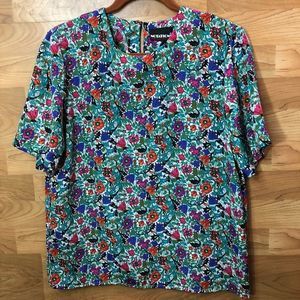 Notations Crewneck Short Sleeve Floral Print Shirt